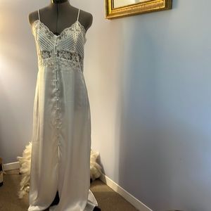 COPY - This is a Zara satin dress with lace button front no size shown small to…